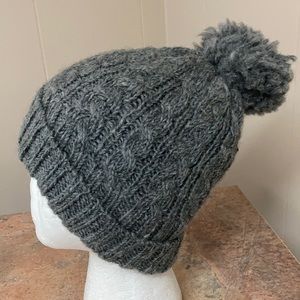 Wool Adult Cabled  Hat- Hand knit, Gray- New!